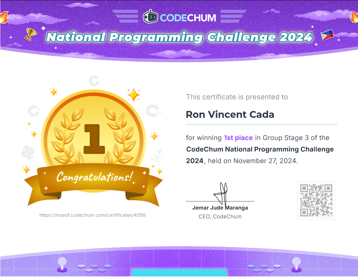 CodeChum National Programming Competition - Group Stage 3